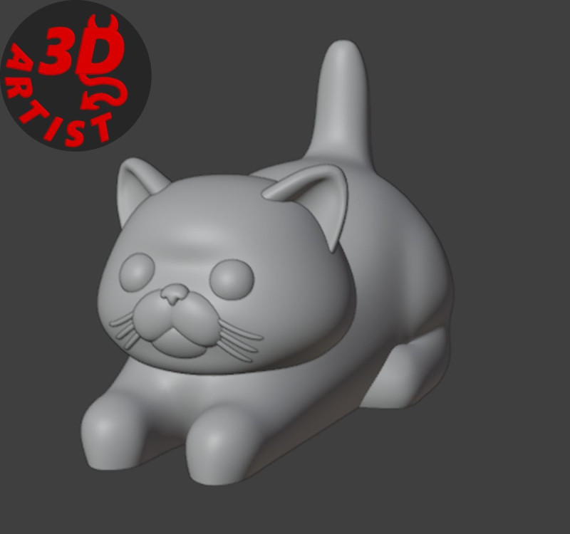 Male Cat with balls Figurine Version 2 Model do druku 3D .c4d .max .obj .3ds .fbx .stl .blend 