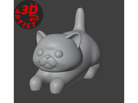 Male Cat with balls Figurine Version 2 Modelo de impresión 3D