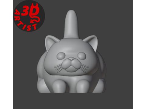 Male Cat with balls Figurine Version 2 Model do druku 3D