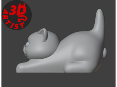Male Cat with balls Figurine Version 2 Model do druku 3D