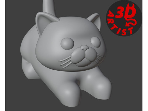 Male Cat with balls Figurine Version 2 Model do druku 3D