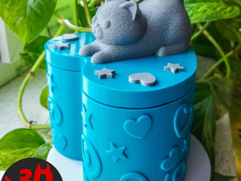 गेंदों के साथ वैलेंटाइन हार्ट बॉक्स नर बिल्ली 3D प्रिंट मॉडल