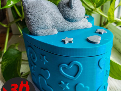 Valentine Heart Box Male Cat with balls 3D 프린트 모델