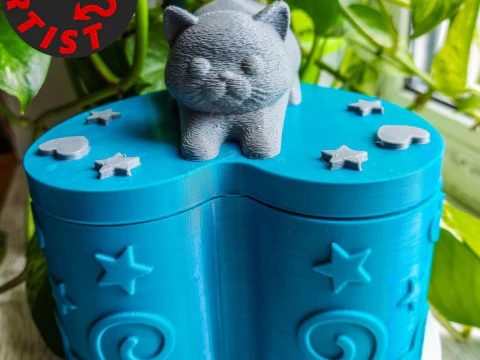 Valentine Heart Box Male Cat with balls 3D Print Model
