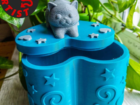 Valentine Heart Box Male Cat with balls 3D Print Model