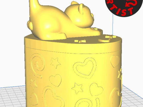 Valentine Heart Box Male Cat with balls 3D Print Model