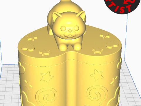 Valentine Heart Box Male Cat with balls 3D 프린트 모델
