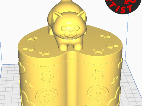 Valentine Heart Box Male Cat with balls 3D Print Model