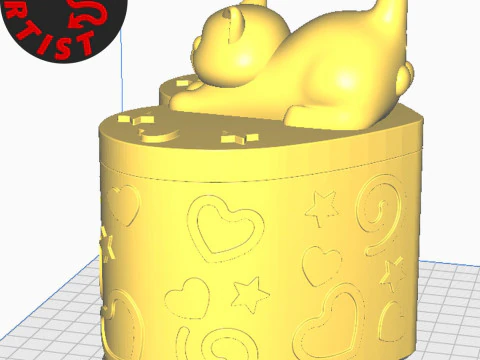 Valentine Heart Box Male Cat with balls 3D Print Model