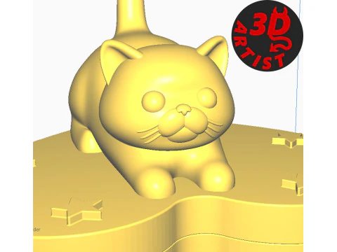 Valentine Heart Box Male Cat with balls 3D Print Model