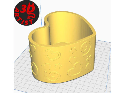 Valentine Heart Box Male Cat with balls 3D Print Model