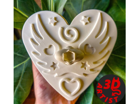 Valentine Box Heart Crown and Wings Modello di stampa 3D