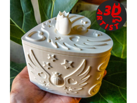 Valentine Box Heart Crown and Wings Modello di stampa 3D