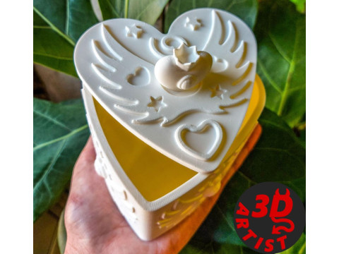Valentine Box Heart Crown and Wings Modello di stampa 3D