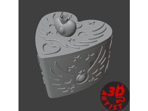 Valentine Box Heart Crown and Wings Modello di stampa 3D
