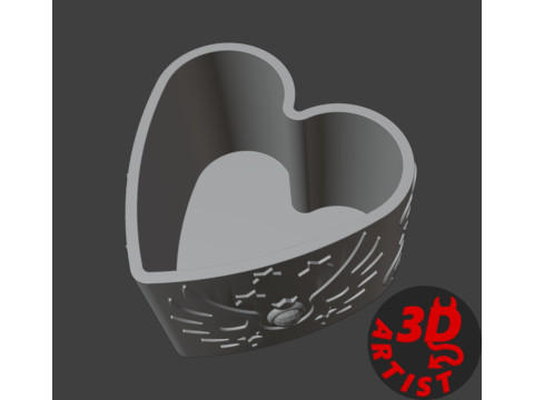 Valentine Box Heart Crown and Wings Modello di stampa 3D