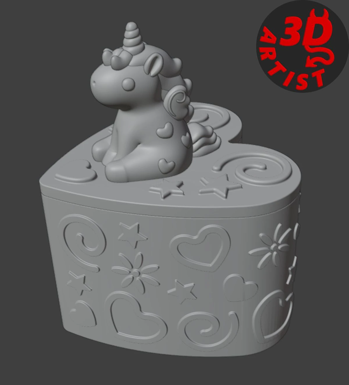 Valentine Box Alicorn 3D Print Model .c4d .max .obj .3ds .fbx .stl .blend 