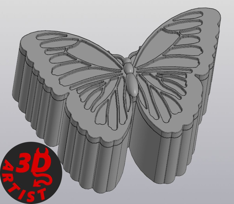 Box Butterfly 3D 프린트 모델 .c4d .max .obj .3ds .fbx .stl .blend 