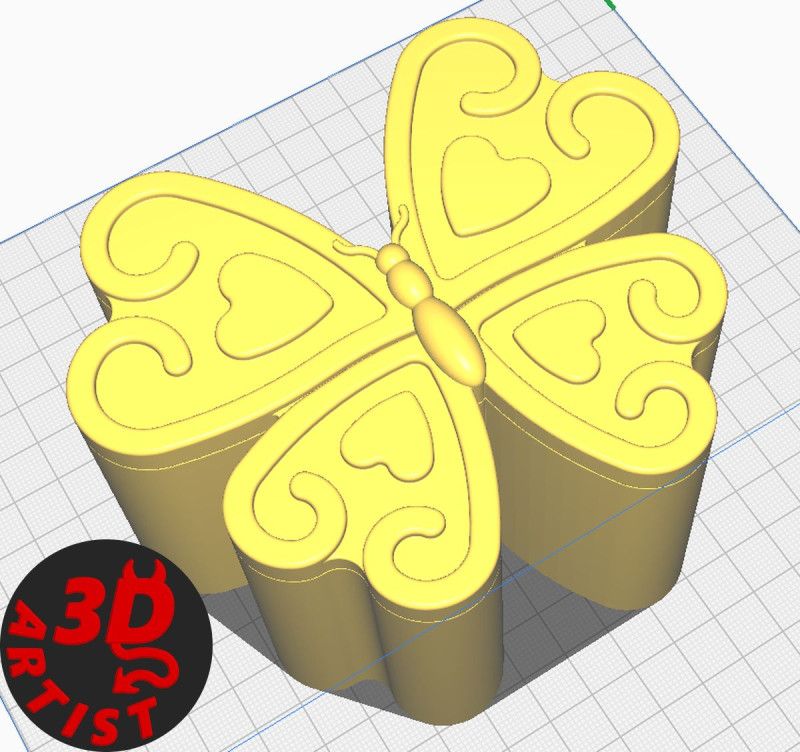Butterfly Box with Heart Wings 3D प्रिंट मॉडल .c4d .max .obj .3ds .fbx .stl .blend 