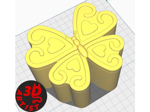 Vlinderdoos met hartvleugels 3D printmodel