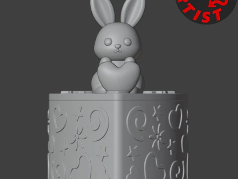 Box Valentine Bunny 3D Print Model