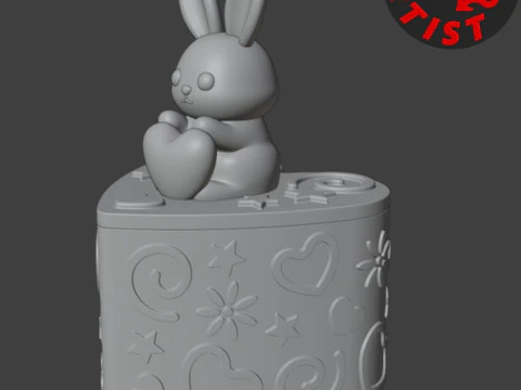 Box Valentine Bunny 3D Print Model