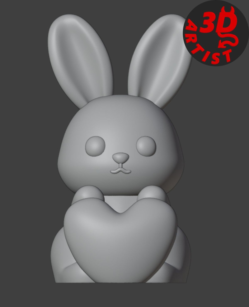 Valentine Bunny Figurine 3D-printmodel .c4d .max .obj .3ds .fbx .stl .blend 