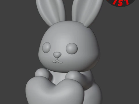 Valentine Bunny Figurine 3D Print Model