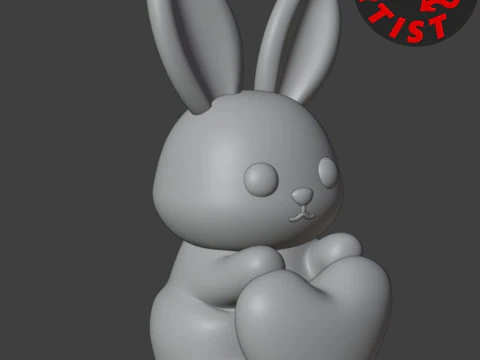 Valentine Bunny Figurine 3D Print Model