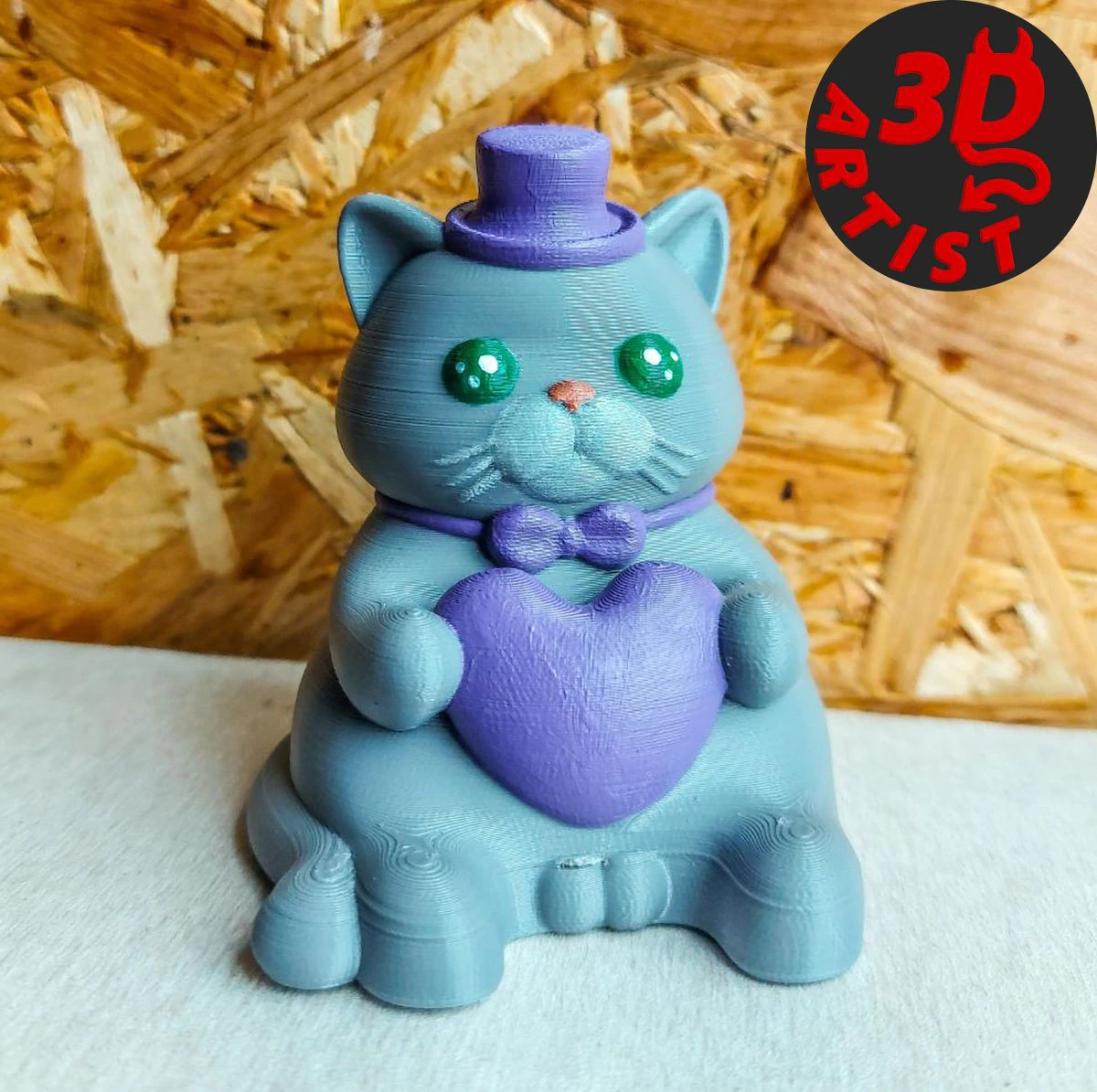 Valentine cat with balls Figurine 3D Print Model .c4d .max .obj .3ds .fbx .stl .blend 