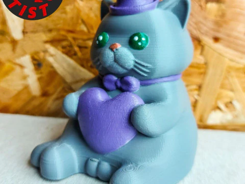 Valentine cat with balls Figurine 3D Print Model