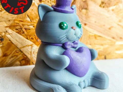 Valentine cat with balls Figurine 3D Print Model