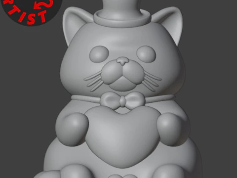 Valentine cat with balls Figurine 3D Print Model