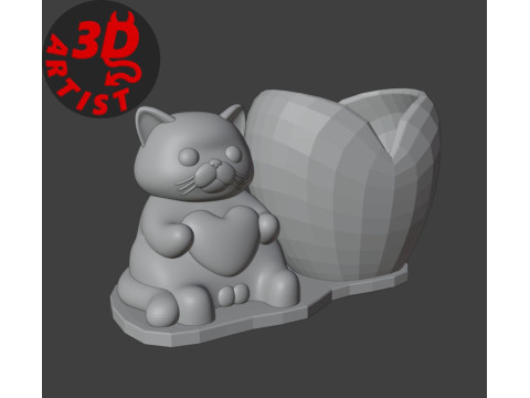 Holder Valentine cat with balls 3D Принт Модель