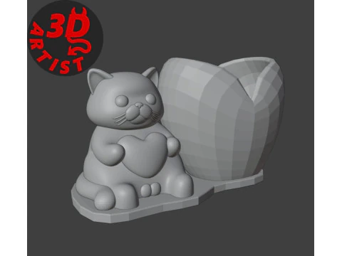 Holder Valentine cat with balls 3D Print Model