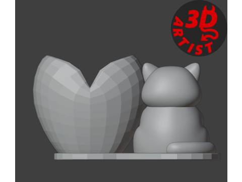 Holder Valentine cat with balls 3D Принт Модель