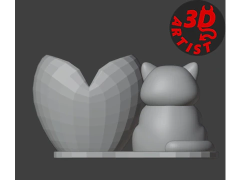 Holder Valentine cat with balls 3D Print Model