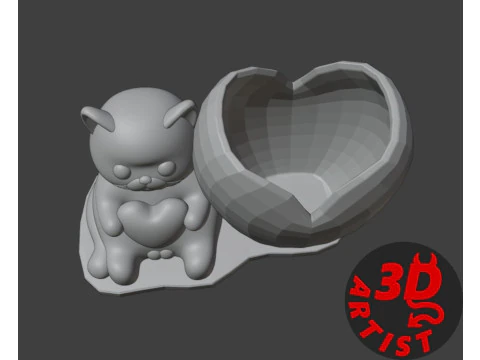 Holder Valentine cat with balls 3D Print Model