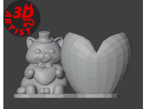 Holder Valentine cat with ballsV2 Model do druku 3D