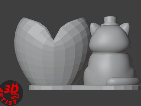 Holder Valentine cat with ballsV2 3D Print Model