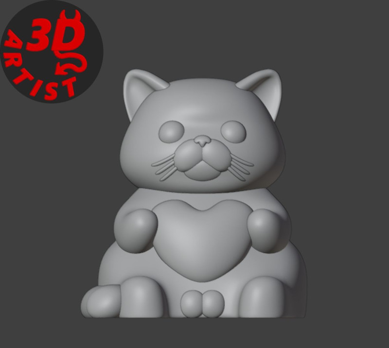 Valentine cat with balls FigurineV2 3D प्रिंट मॉडल .c4d .max .obj .3ds .fbx .stl .blend 