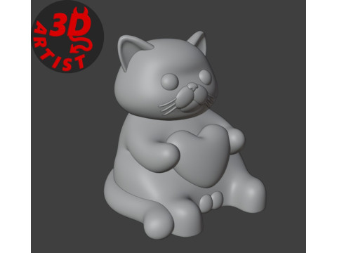 Valentine cat with balls FigurineV2 3D प्रिंट मॉडल