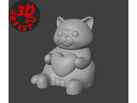 Valentine cat with balls FigurineV2 3D प्रिंट मॉडल