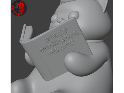 Figurine Cat with a book World Domination for cats Set 2 Versions Modèles 3D en vedette