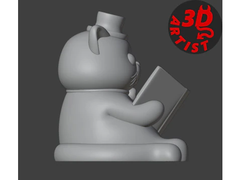 Figurine Cat with a book World Domination for cats Set 2 Versions 3D Print Model