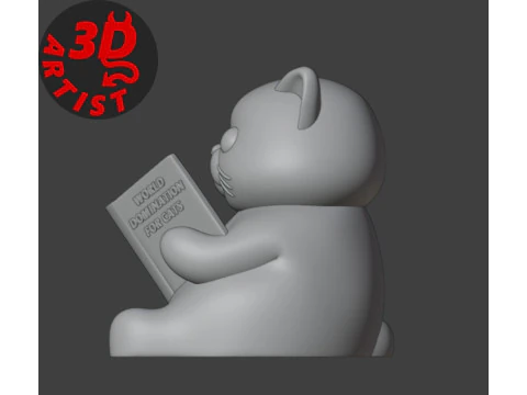 Figurine Cat with a book World Domination for cats Set 2 Versions 3D Print Model