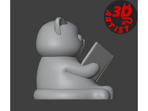 Figurine Cat with a book World Domination for cats Set 2 Versions 3D Print Model