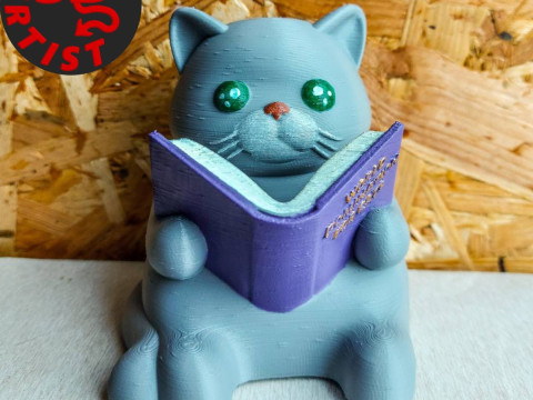 Figurine Cat with a book World Domination for cats Set 2 Versions Model do druku 3D