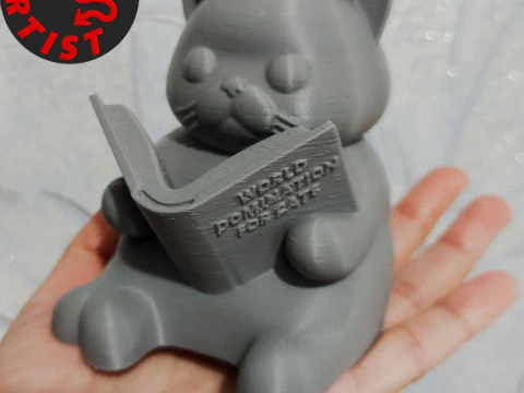 Figurine Cat with a book World Domination for cats Set 2 Versions 3D Print Model