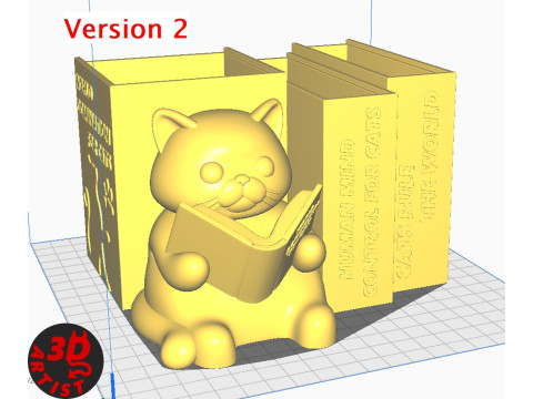 Pencil Holder World Domination for cats Set 2 versions Modello di stampa 3D